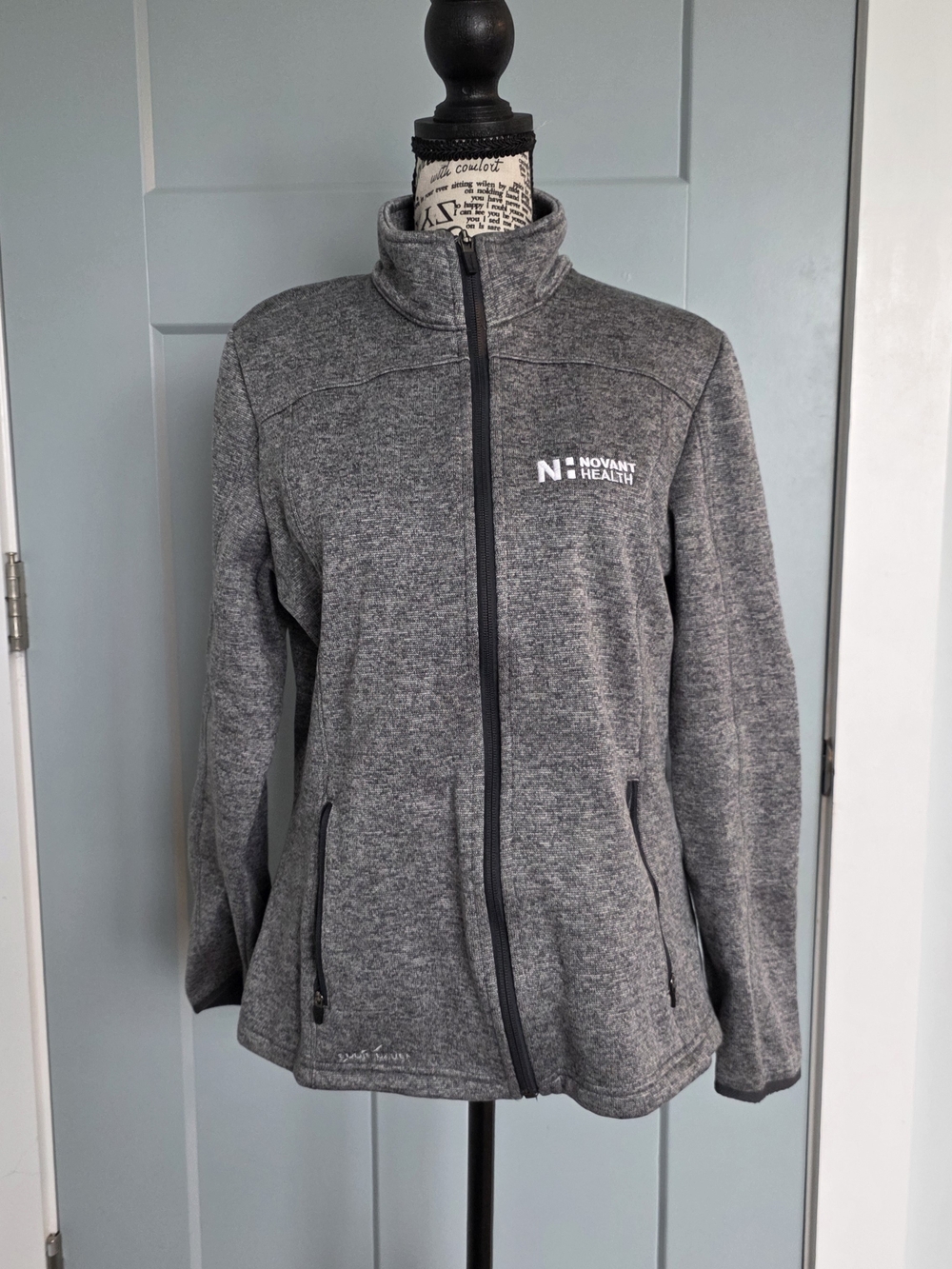 Eddie Bauer Grey Sweater Fleece Jacket Medium Full Zip Gorpcore Outdoor EB541